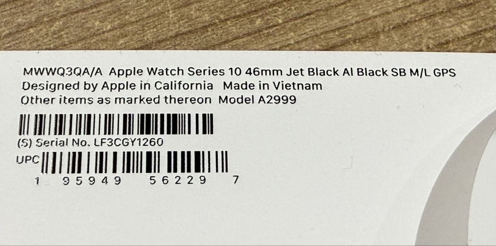 Apple Watch Series 10 46mm Jet Black Al Black SB GPS
