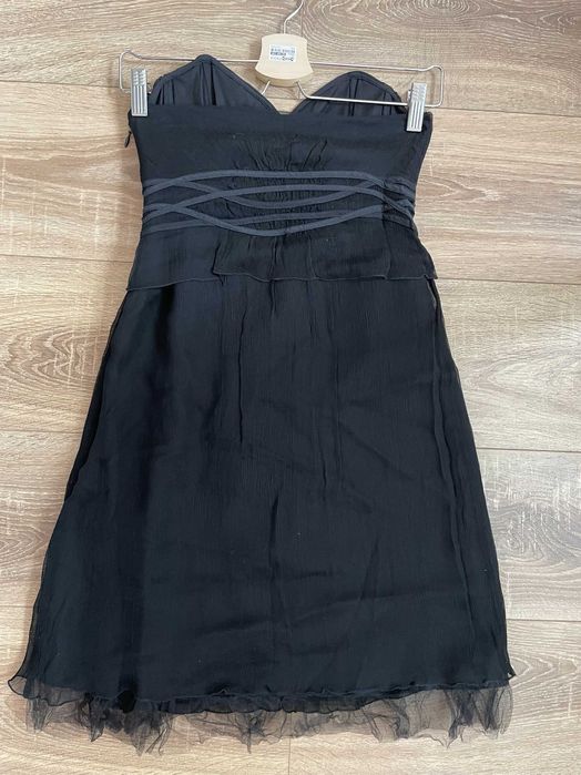 Rochie neagra matase naturala corset Naf Naf 36