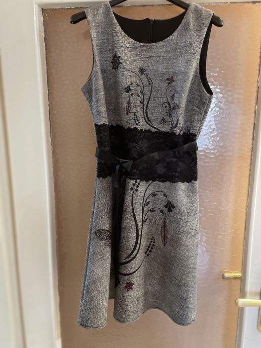 сива рокля с дантела на кръста-1 пъти обличана