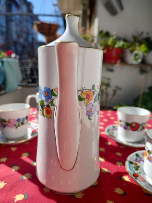 Ръчно рисуван винтидж сервиз за кафе Kalocsa-Унгария