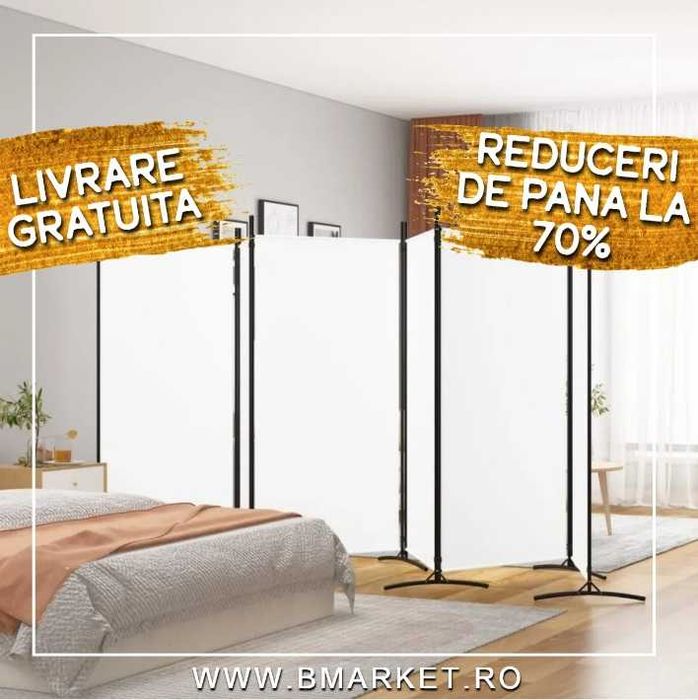Paravan de cameră/Separator de cameră cu 6 panouri 520×180 cm Alb NOU