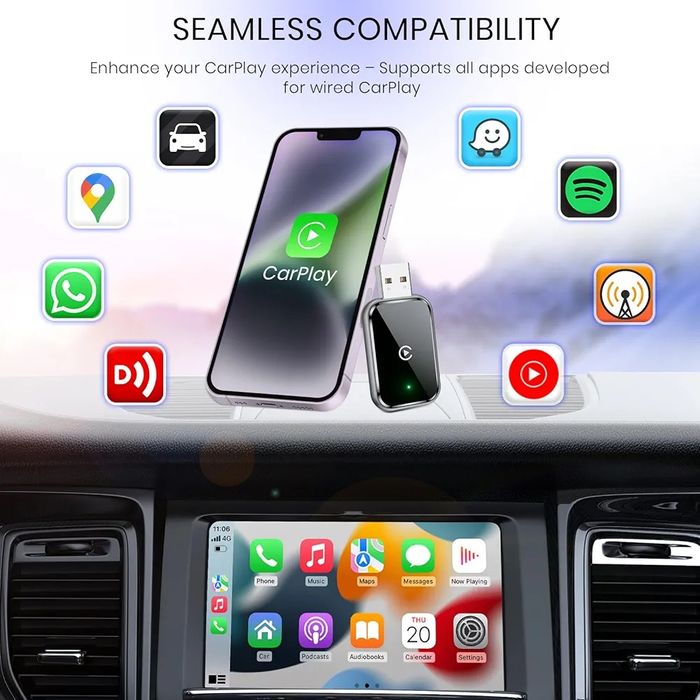 Wireless carplay - model nou, compact compatibil cu 99% din masini