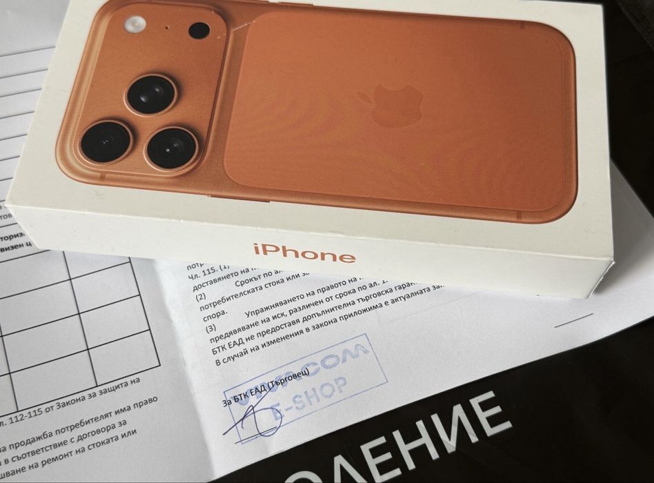 КАТО НОВ 512GB iPhone 17 Pro Vivacom Гаранция 2027 г. Cosmic Orange