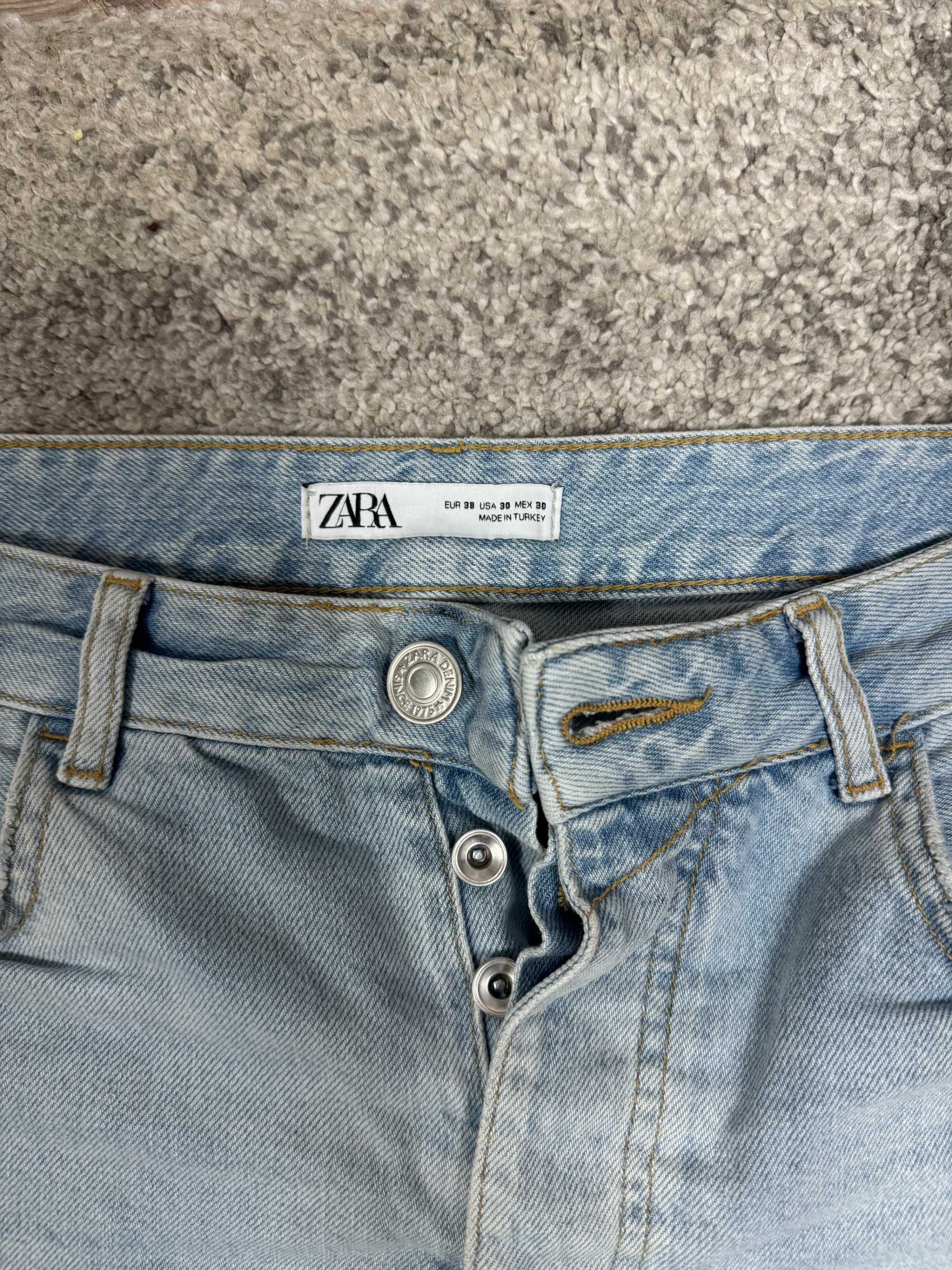 Blugi Scurti Barbati Zara Men Albastru/Gri -EUR38- Marimea S