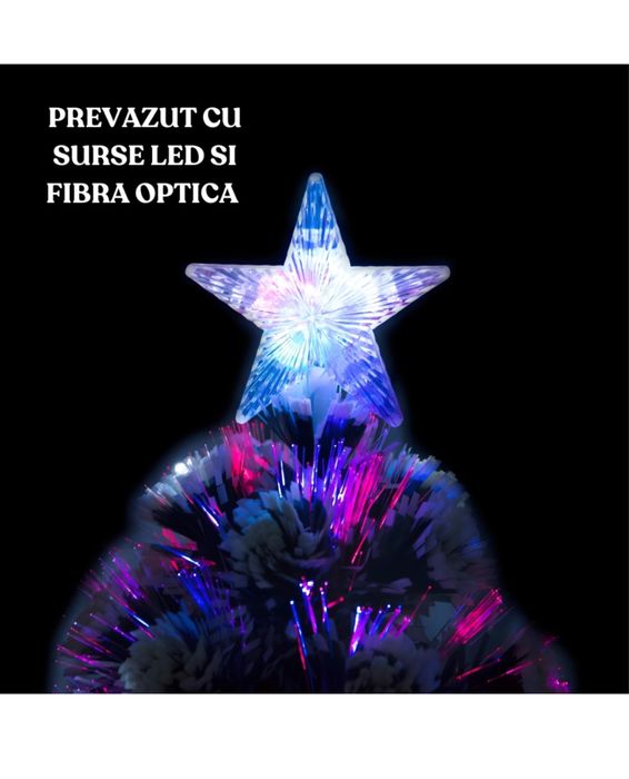 Brad de Craciun Artificial 210 cm, Fibra Optica + 240 LED-uri RGB