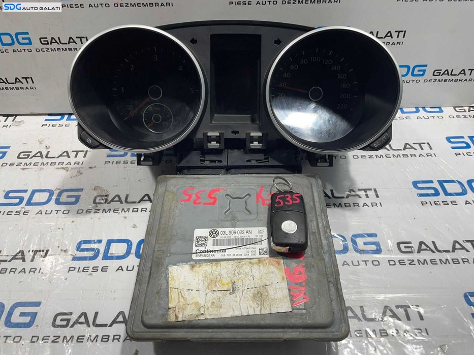 Kit Pornire ECU Calculator Motor Ceas Ceasuri Bord Chei Cheie CIP Imobilizator Volkswagen Golf 6 1.6 CAY CAYC 2008 - 2013 Cod 03L906023AN 03L906023A [L4732] [L4733]