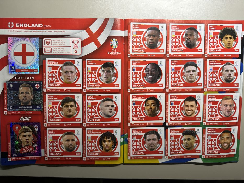 Продавам 100% попълнен албум Topps Euro 2024