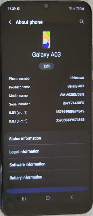 Samsung Galaxy A03, 64GB, 4GB RAM