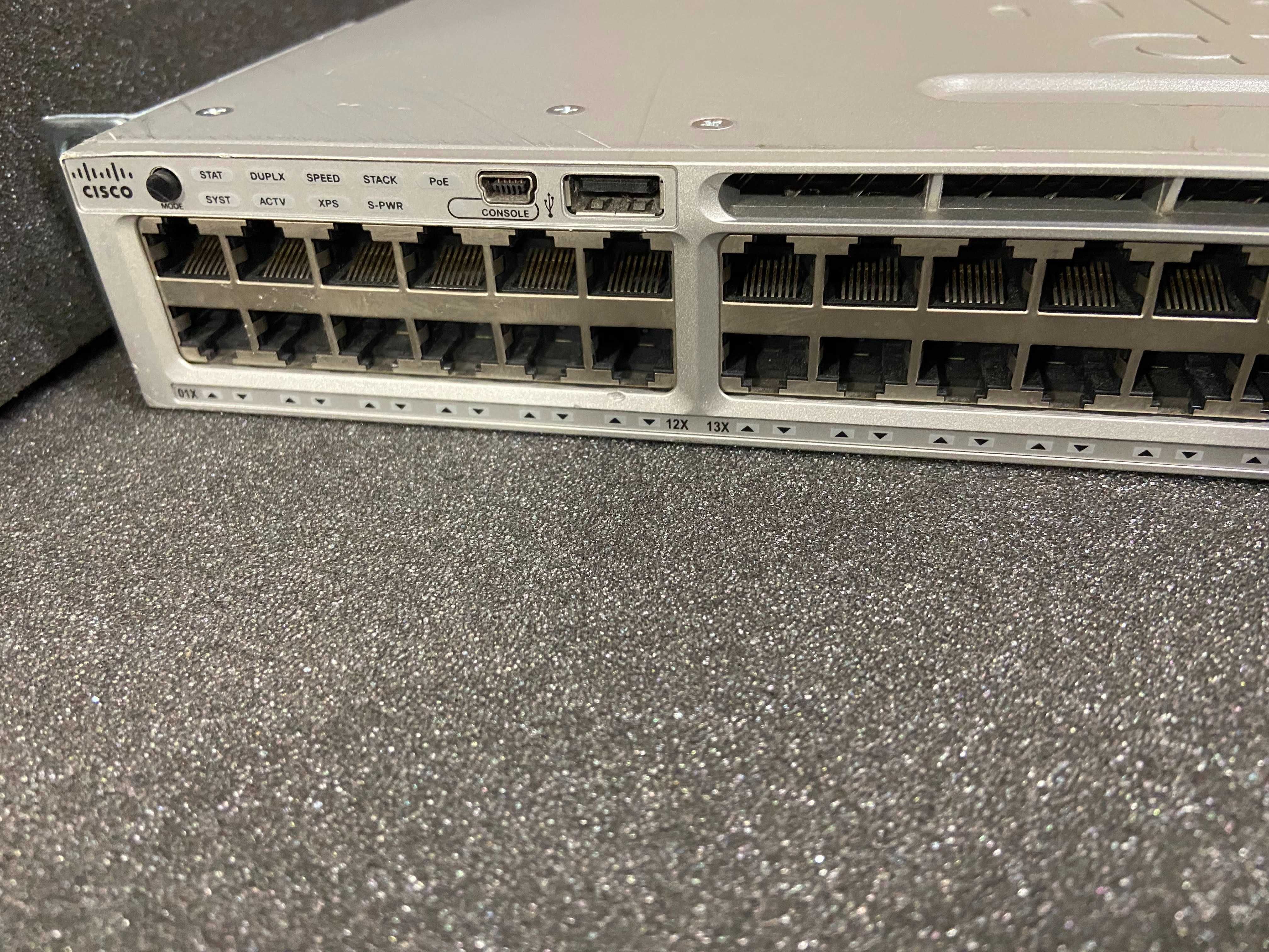 Cisco Catalyst 3850 48 портов PoE+ switch суич 2x 10Gb + 2x 1100W PSU