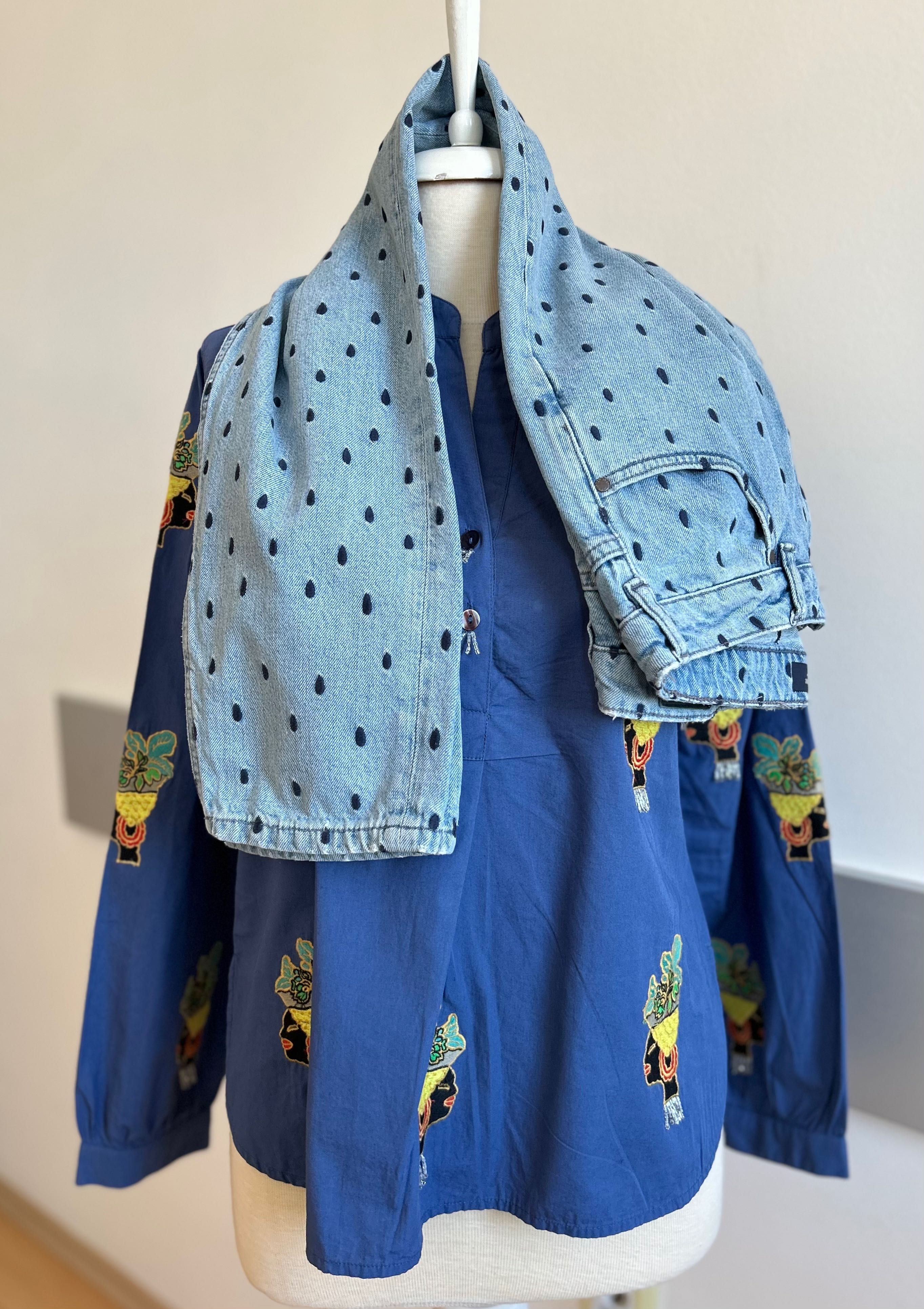 Maison scotch деним и цветна туника