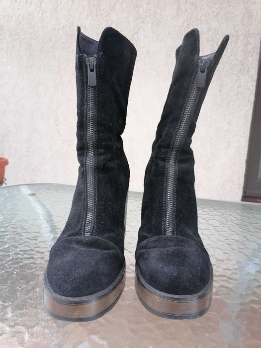 Botine din piele întoarsă, negre, mărimea 37, Musette
