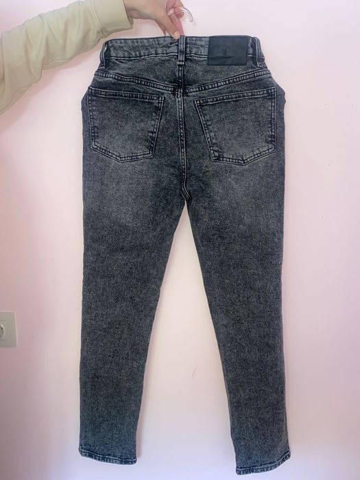 Сиво-черни дълги дамски дънки