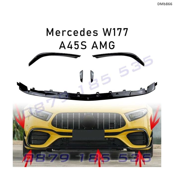 Тунинг комплект AMG спойлер преден сплитер Mercedes A W177 facelift