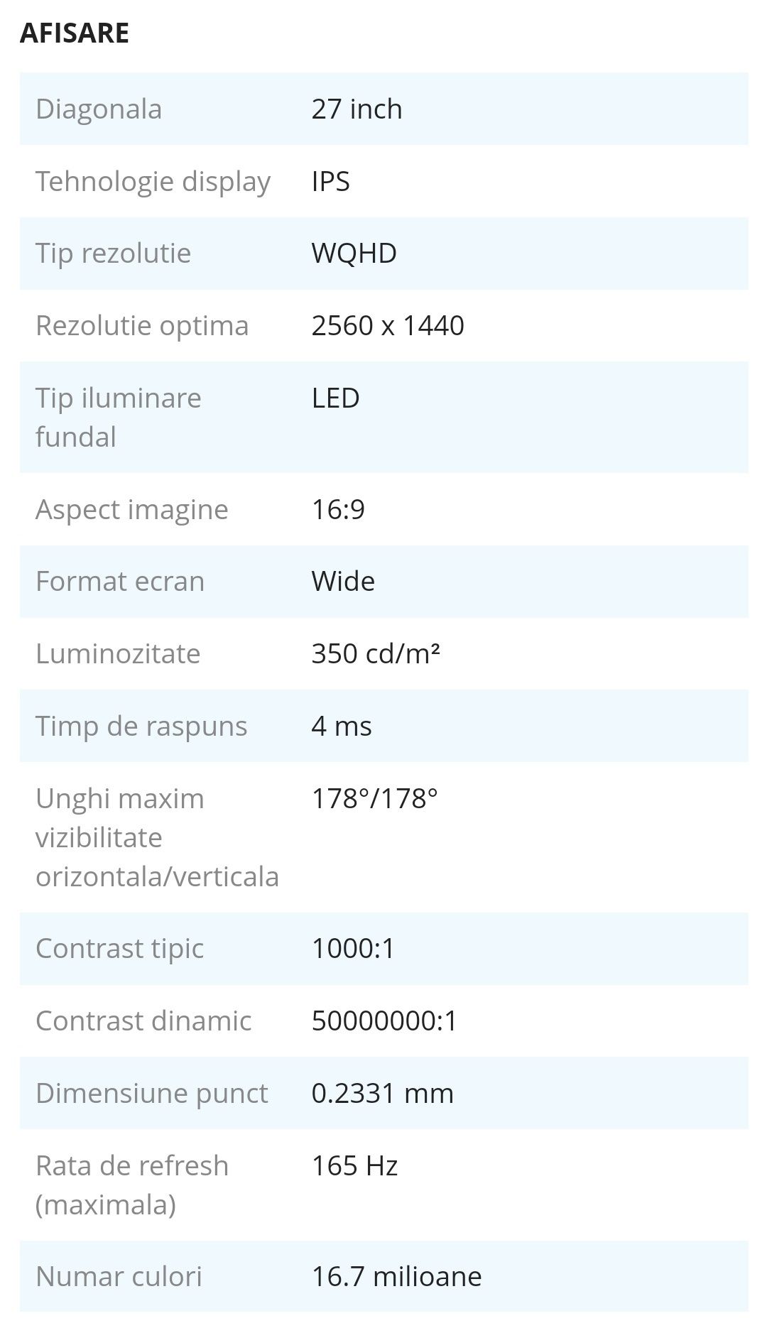 Monitor Gaming Agon Aoc, rezolutie 2k, 165hz, 27", nVIDIA G-SYNC