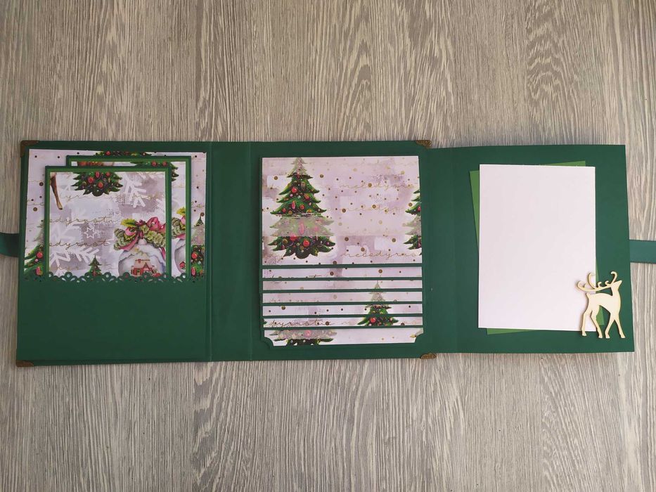 Мини коледен, скрапбук албум "Коледно еленче", ръчна изработка /47.3