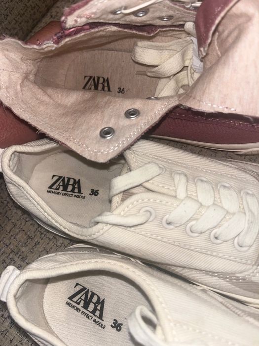 Боти ботуши естествена кожа зелено каки Zara и Quechua апрески 36 н