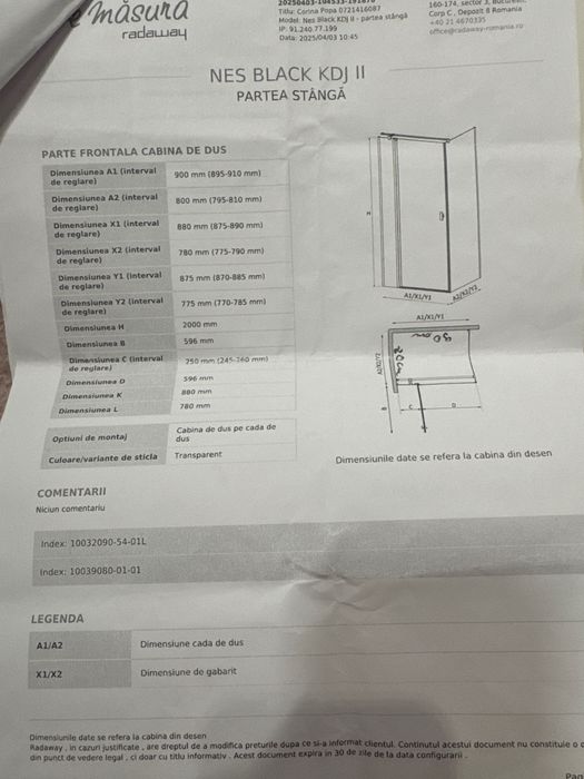 Cabina de dus Radaway NES Black KDJ II 90x80