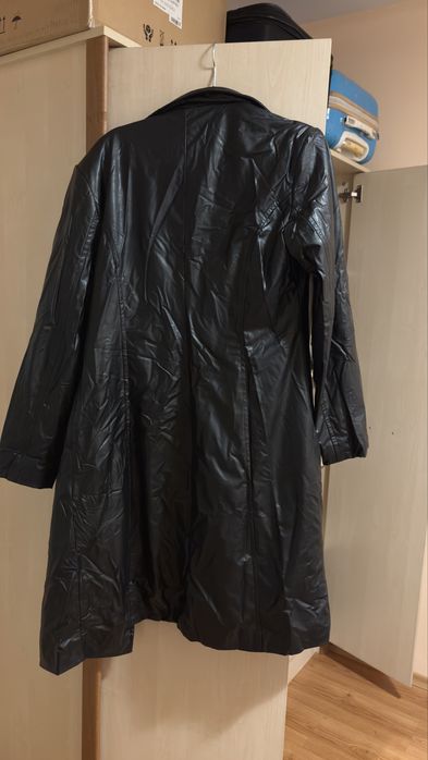 Черно палто от еко кожа