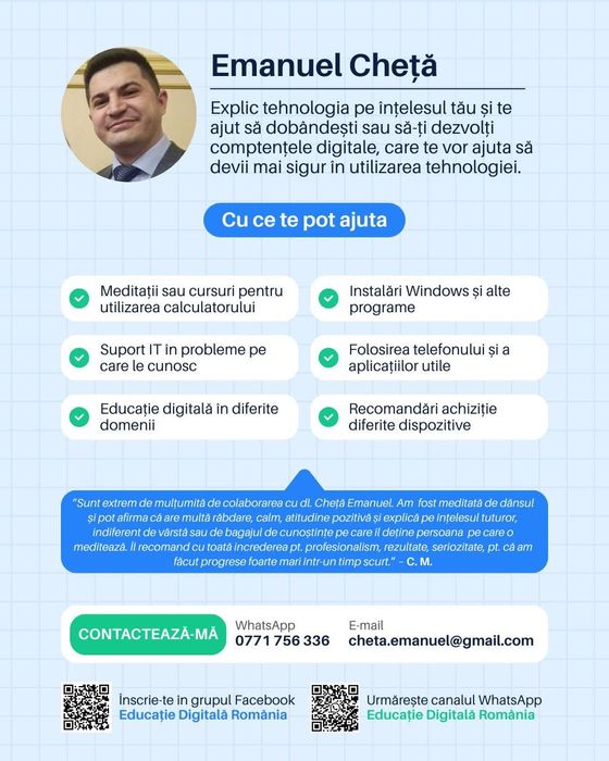 Meditații și cursuri pentru dezvoltarea competențelor digitale