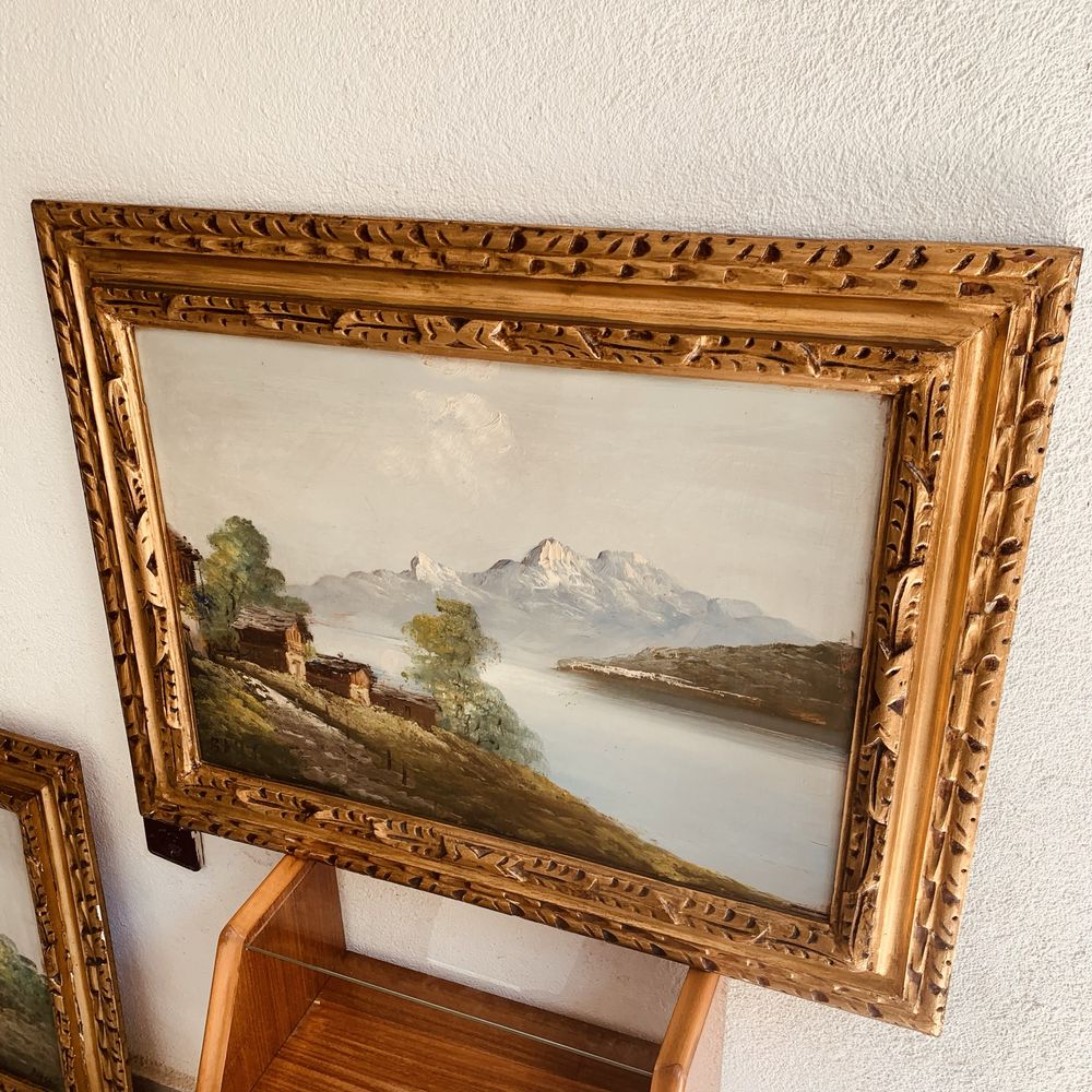 Италианска авторска картина масло върху дърво