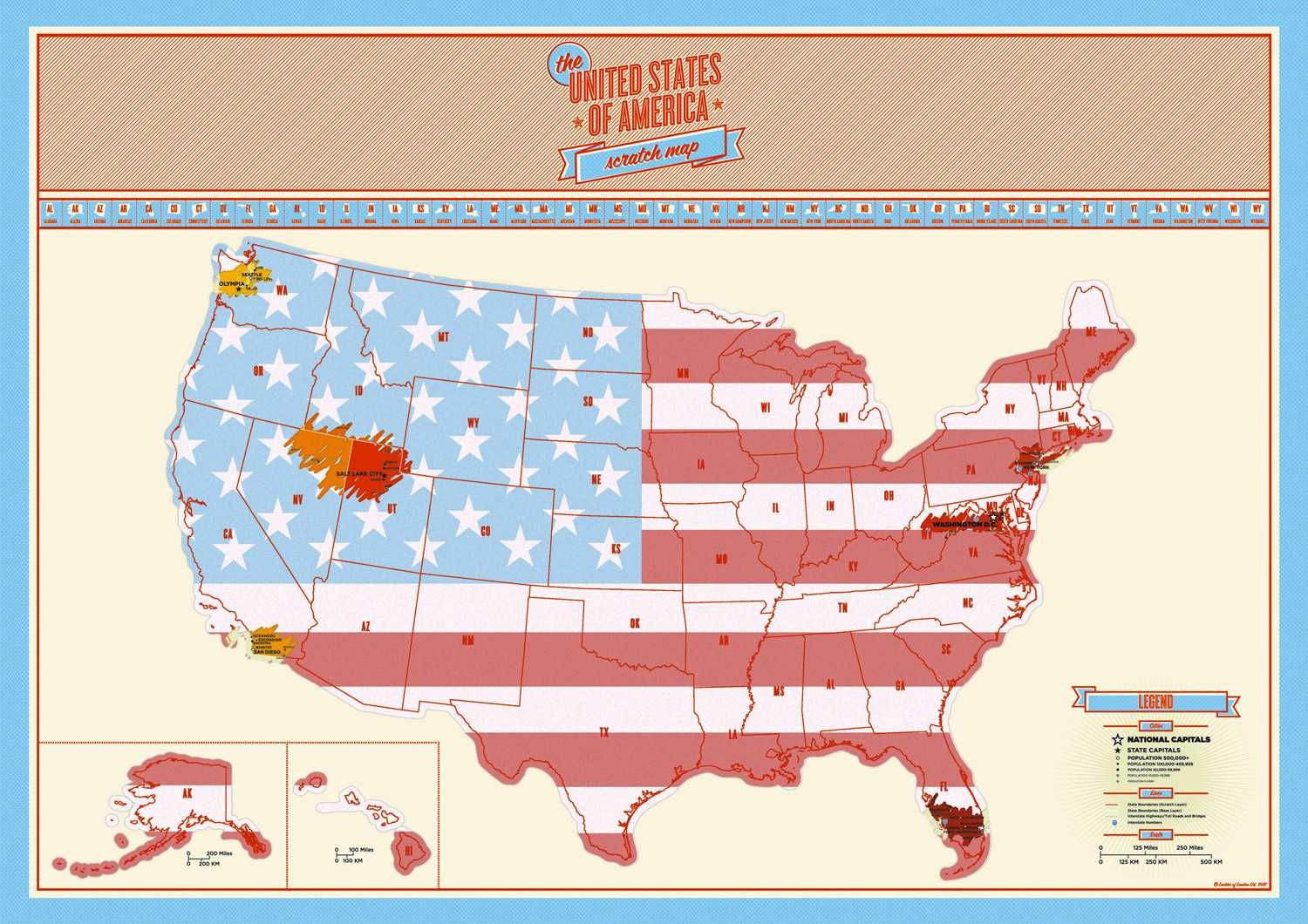 Harta SUA razuibila Am fost acolo - cadou pt pasionatii de calatorie