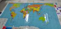 Карта мир настенная размер 150х90см материал ПЭТ пластик