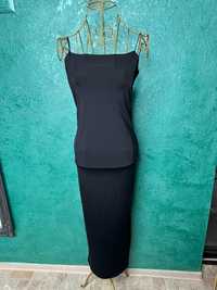 Rochie elastică lungă neagră, brand Zara, mărimea M (potrivită XS-S)