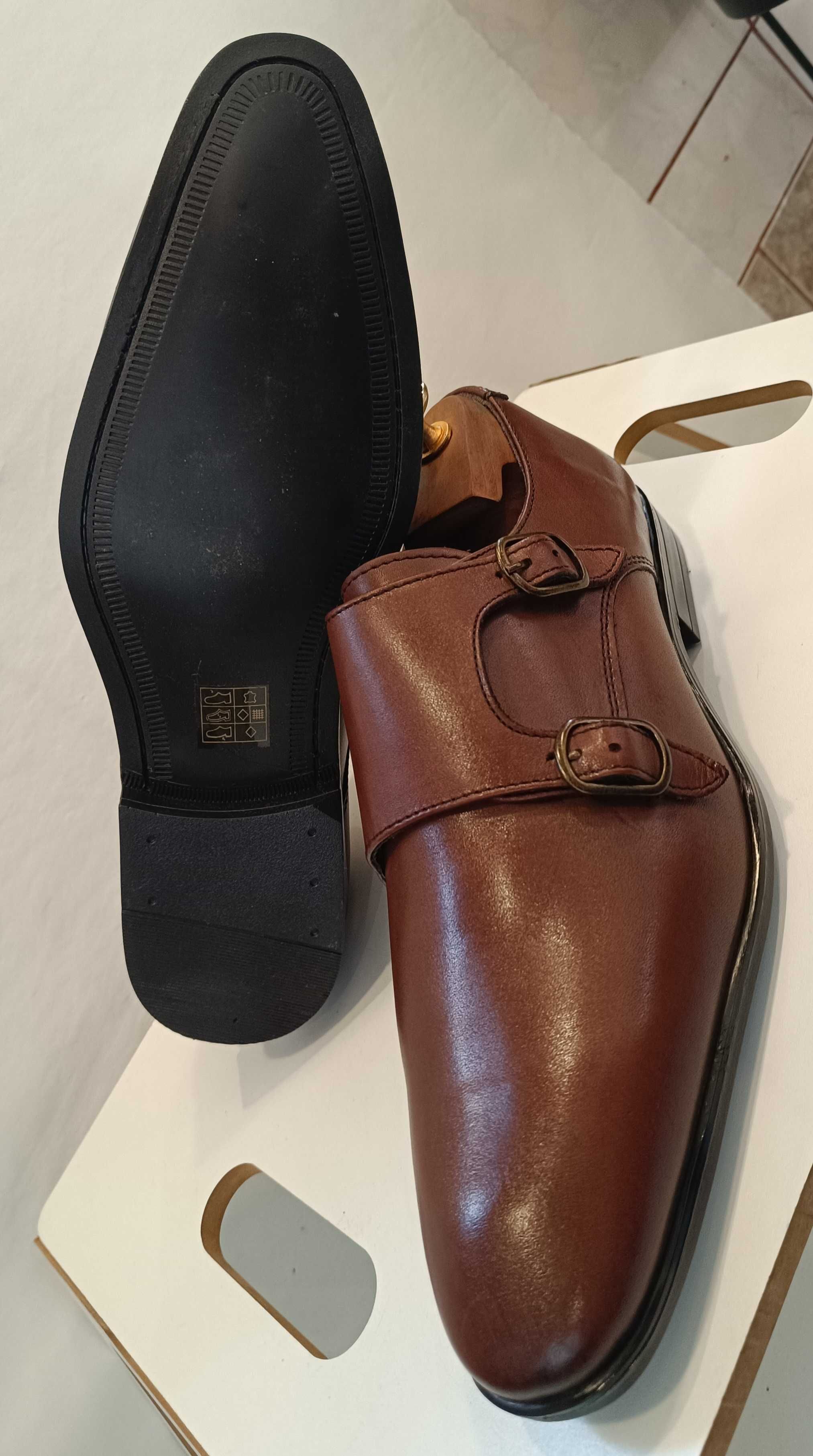 Pantofi monk 42.5 premium ASOS NOI piele naturala moale