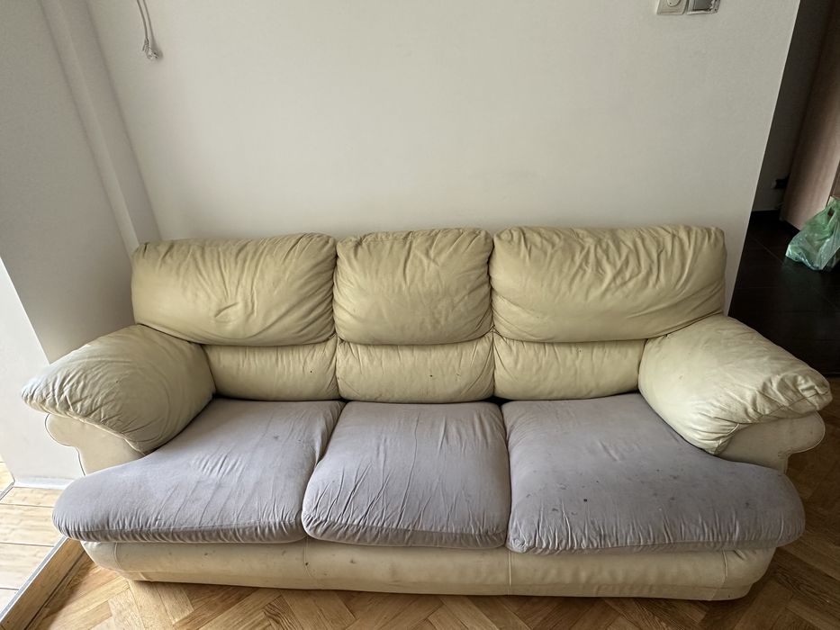 Set canapea de piele rabatbila 3 locuri + 2 locuri + fotoliu