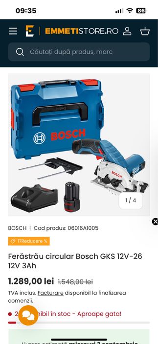 Fierastrau circular pe acumulator Bosch GKS 12-26 complet-Nou