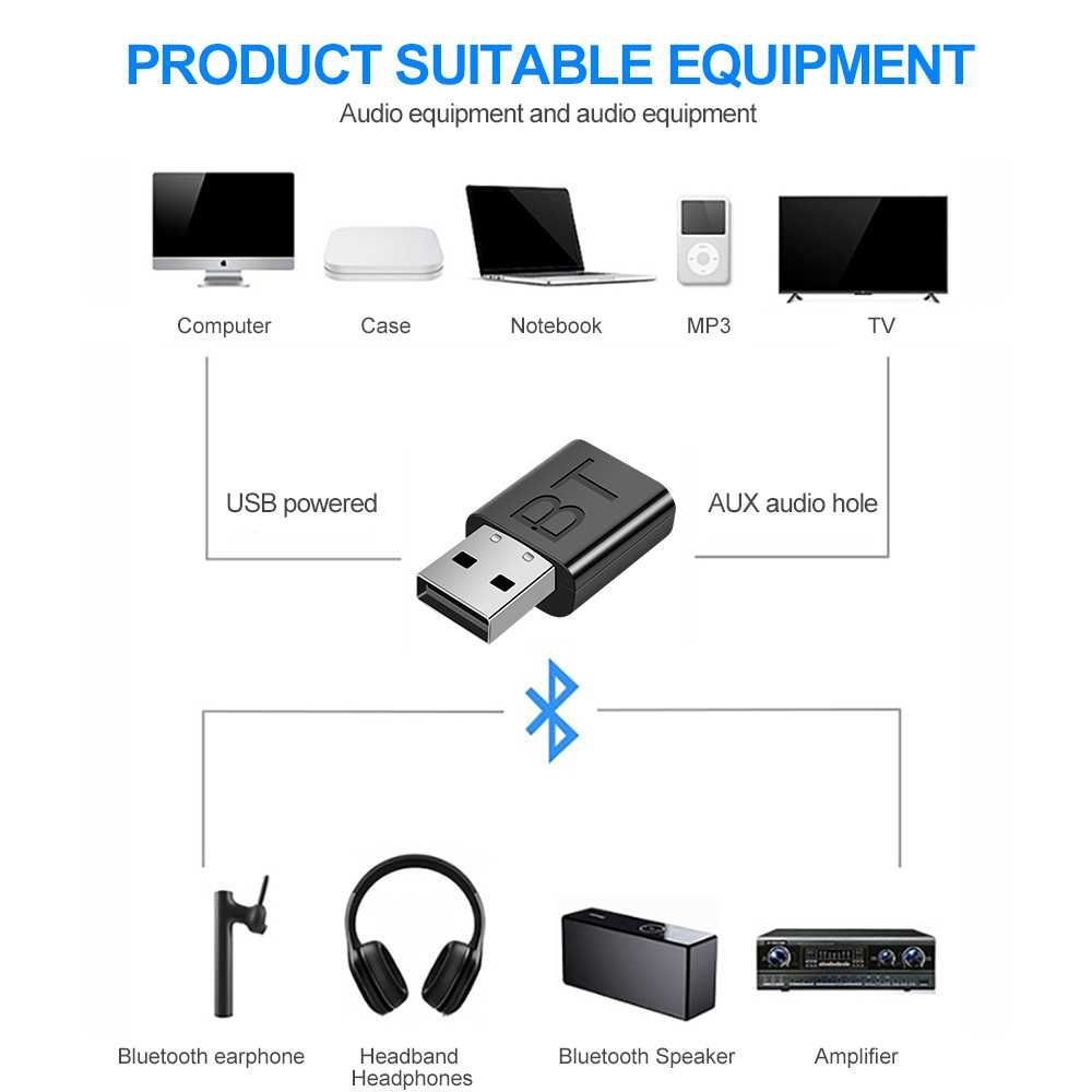 Bluetooth USB Аудио приемник - предавател 2 в 1 мини, 3.5mm жак