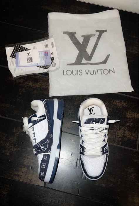 Louis Vuitton LV Trainer Denim Monogram Alb/Bleu