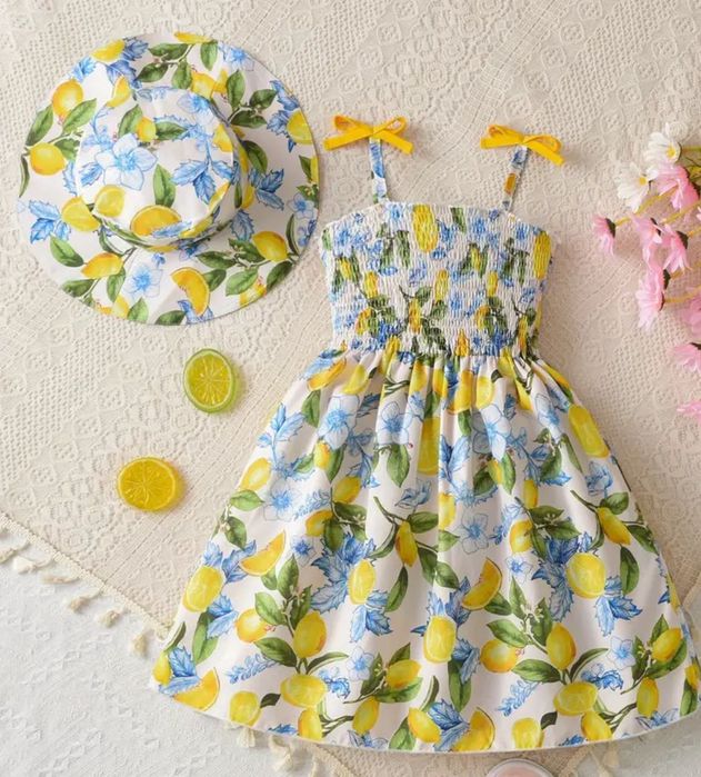 Rochiță și pălărie bebe 1-2y
