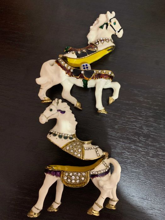 Miniatura cal email vintage 14/8cm cutie bibelou talisman nu Rosenthal
