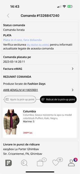 Vand geaca Columbia marimea S ca noua.