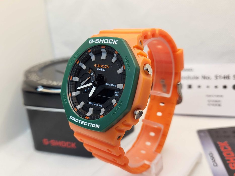 Ceas Sport Casio G-Shock GA-2100 SC Orange – Nou, Garanție 2 Ani