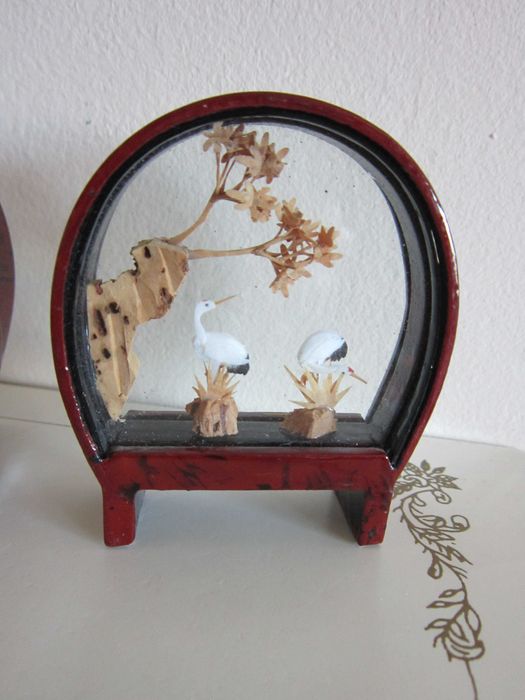 cadou rar cocori,rate mandarine,pagoda templu Diorama miniaturi 1960