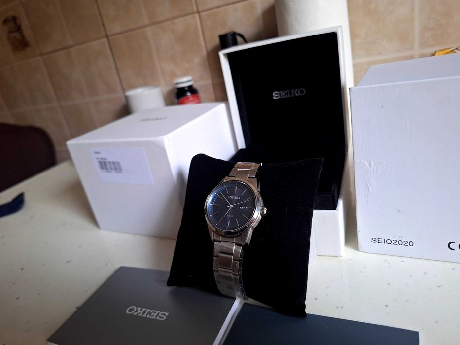 Ceas Seiko solar bratara metalica purtat 3 ori knou