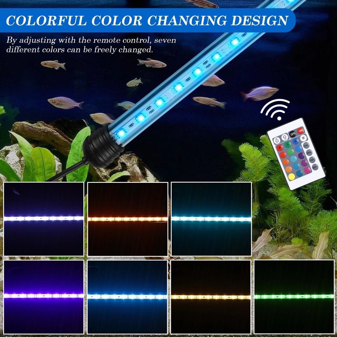 Водоустойчиви RGB LED лампи за аквариум с дистанционно