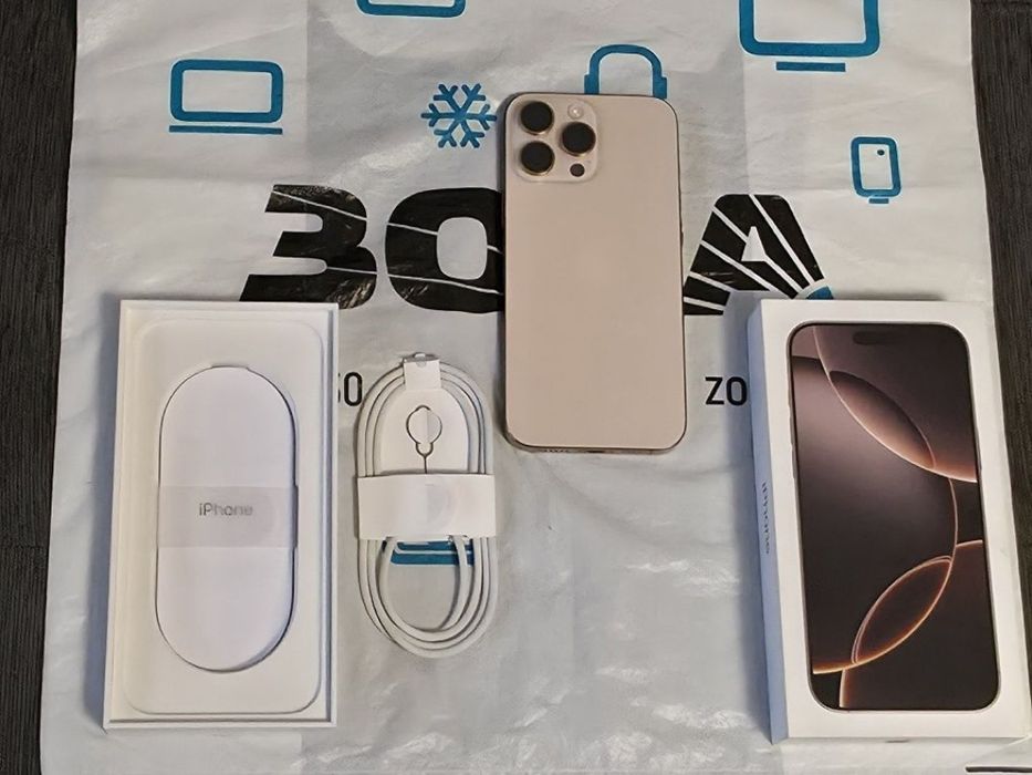 КАТО НОВ 1TB iPhone 16 Pro Max Гаранция Zora 2026г. Desert Titanium