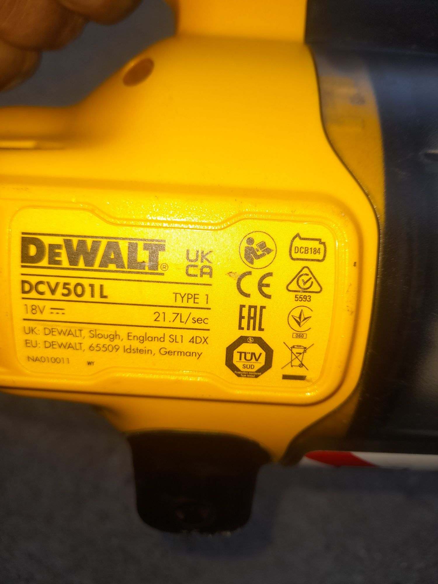 Corp original,aspirator cu acumulatori DeWALT DCV501L,ca hilti,festool