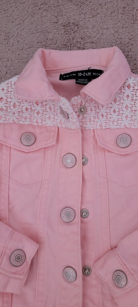 Geaca denim roz pudră pt fetițe, absolut deosebită, 12-24 luni