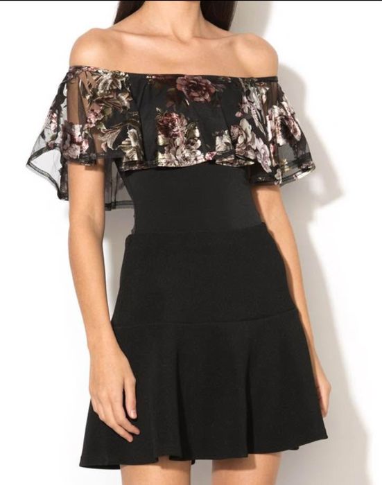 Body cu volan de plasa cu imprimeu NEW LOOK