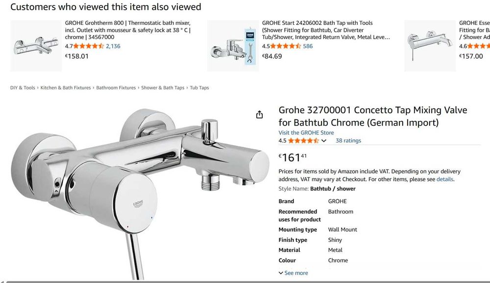 Baterie cadă Grohe Concetto 32700001 , crom (import din Germania)