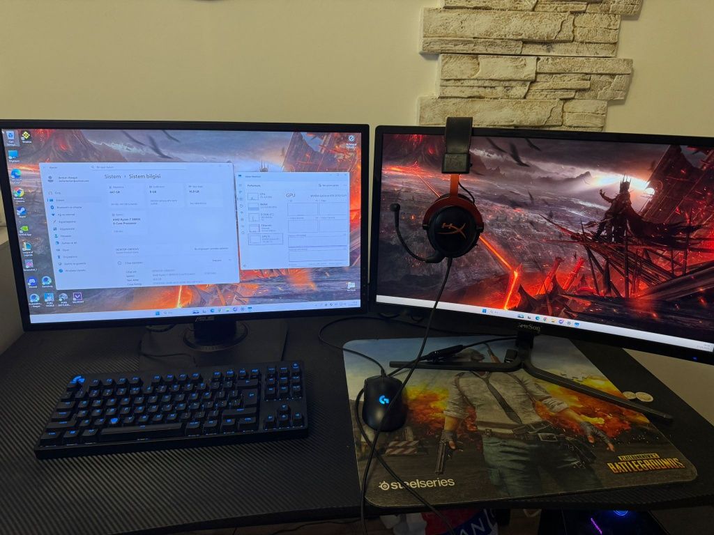 2070 SUPER Full Set Gaming PC + 2 Монитора + Бюро + Аксесоари