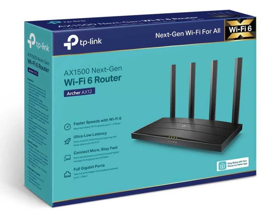 Wi Fi роутер Tp-link Archer AX12
Двухдиапазонный гигабитный