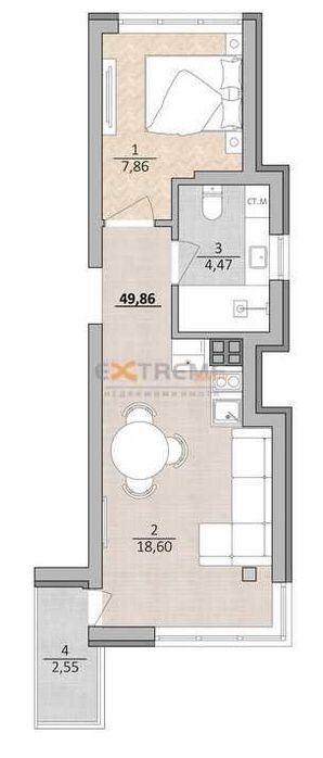 Продава се Двустаен апартамент в Варна, м-т Акчелар - 50 кв.м за 945 €/кв.м - Снимка #3