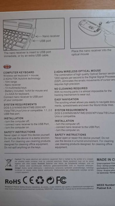 Omega set wireless tastatura+mouse