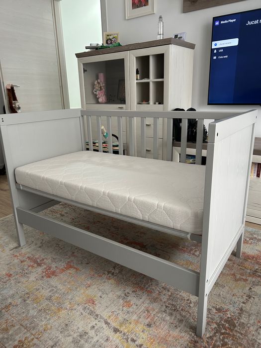pătuț Ikea Sundvik gri+ saltea Jysk