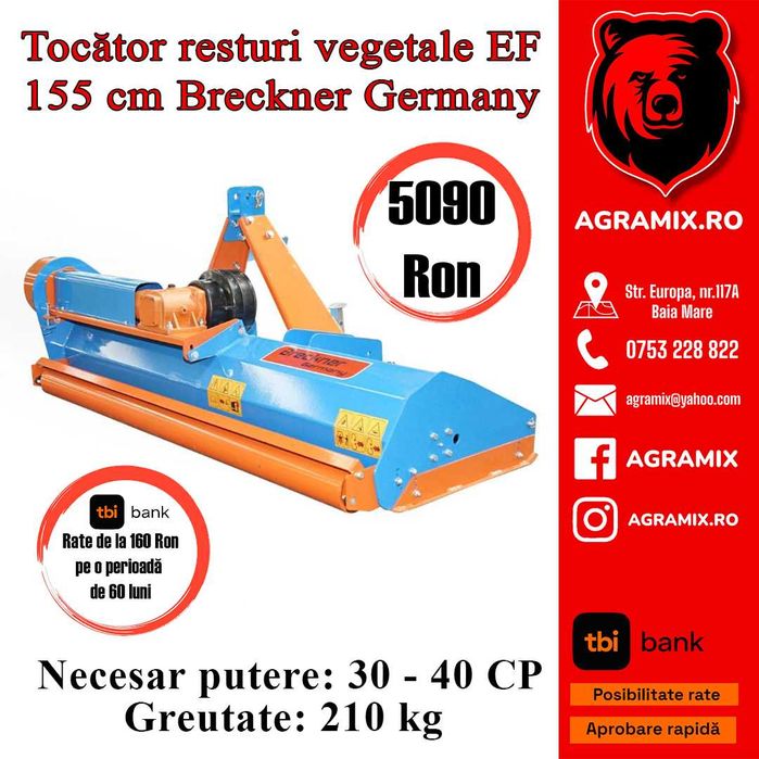 Tocatoare resturi vegetale latime 155 cm Agramix